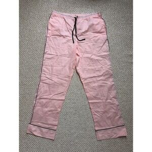 Victorias Secret Pink Pajama Pants Black Piping‎ Cotton Lounge Bottoms preppy LG
